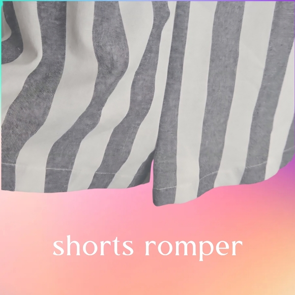 Shorts Romper Women's White & Gray / Grey Summer Cami Romper w/ Pockets - Picture 2 of 6